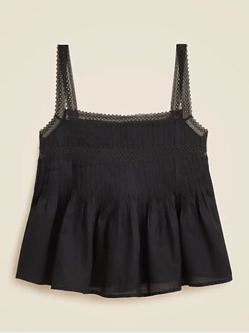 J.Crew Lace-Trim Strapy Tank Top in Ramie